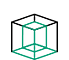 Eine grüne Linienzeichnung eines 3D-Quaders, der auf einer quadratischen Basis steht.
