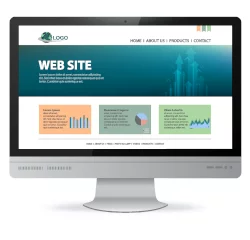 Desktop-Monitor mit einer professionellen Webseite – Symbol für digitale Präsenz und Unternehmenswachstum.